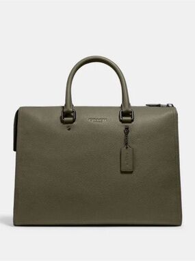 Coach Olive Green Pebbled Leather Briefcase Tote